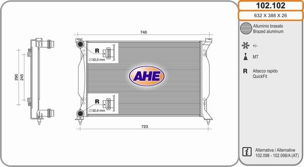 AHE 102.102 - Radiator, racire motor aaoparts.ro