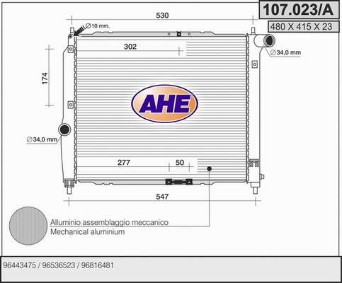 AHE 107.023/A - Radiator, racire motor aaoparts.ro