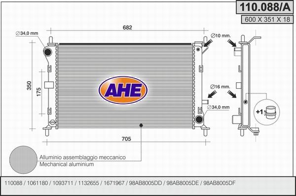 AHE 110.088/A - Radiator, racire motor aaoparts.ro