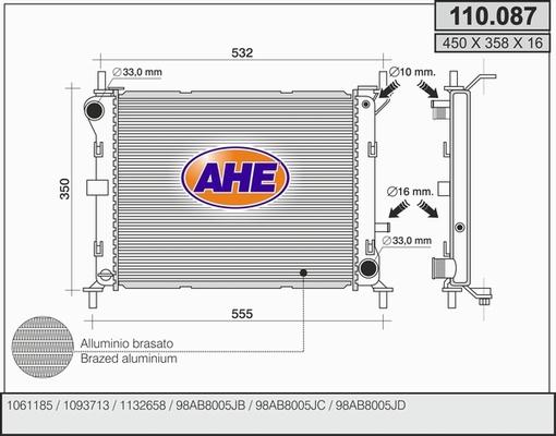 AHE 110.087 - Radiator, racire motor aaoparts.ro