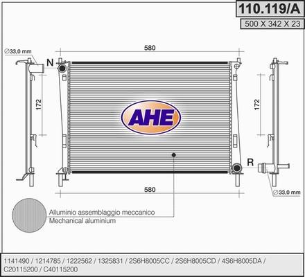 AHE 110.119/A - Radiator, racire motor aaoparts.ro