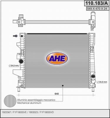 AHE 110.183/A - Radiator, racire motor aaoparts.ro