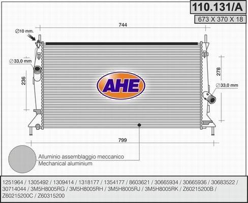 AHE 110.131/A - Radiator, racire motor aaoparts.ro