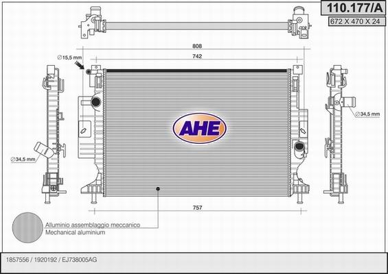 AHE 110.177/A - Radiator, racire motor aaoparts.ro