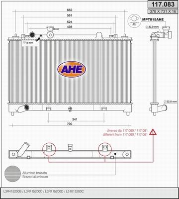 AHE 117.083 - Radiator, racire motor aaoparts.ro