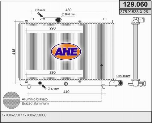 AHE 129.060 - Radiator, racire motor aaoparts.ro