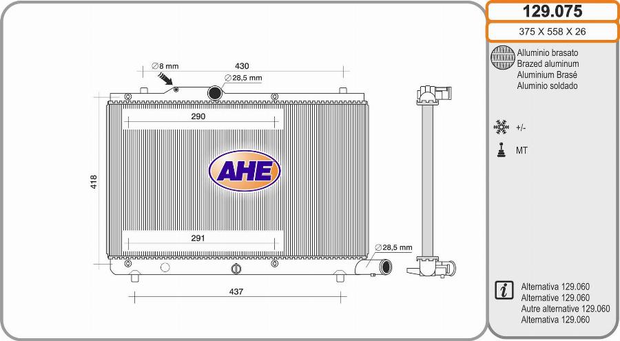 AHE 129.075 - Radiator, racire motor aaoparts.ro