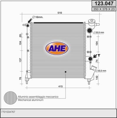 AHE 123.047 - Radiator, racire motor aaoparts.ro