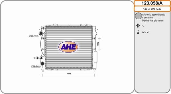 AHE 123.058/A - Radiator, racire motor aaoparts.ro