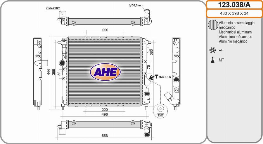 AHE 123.038/A - Radiator, racire motor aaoparts.ro