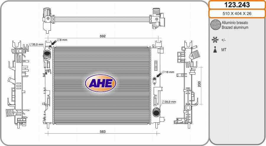 AHE 123.243 - Radiator, racire motor aaoparts.ro