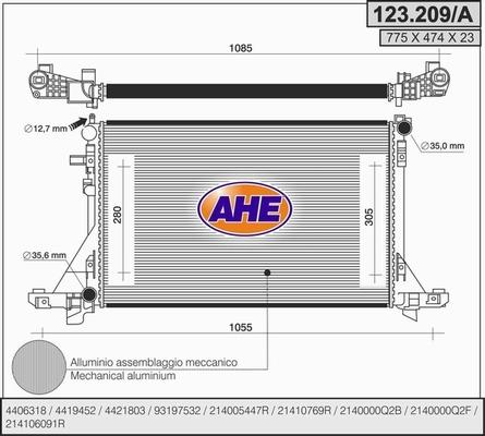 AHE 123.209/A - Radiator, racire motor aaoparts.ro