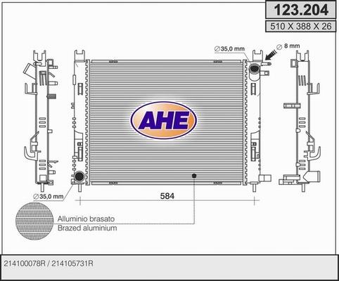 AHE 123.204 - Radiator, racire motor aaoparts.ro