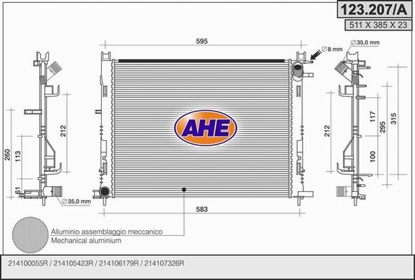 AHE 123.207/A - Radiator, racire motor aaoparts.ro