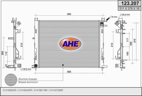 AHE 123.207 - Radiator, racire motor aaoparts.ro