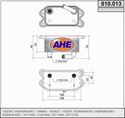 AHE 810.013 - Radiator ulei, ulei motor aaoparts.ro