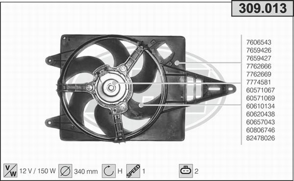 AHE 309.013 - Ventilator, radiator aaoparts.ro