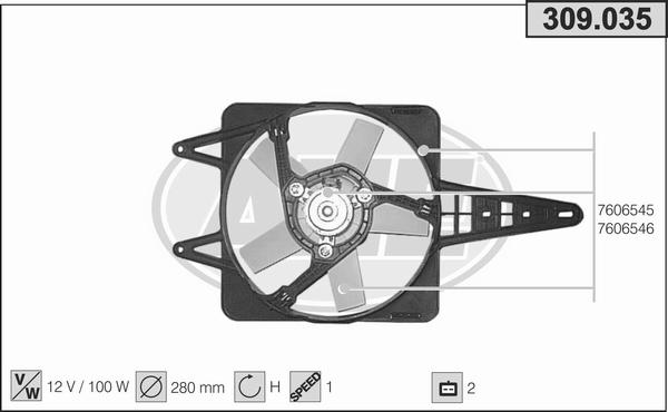 AHE 309.035 - Ventilator, radiator aaoparts.ro