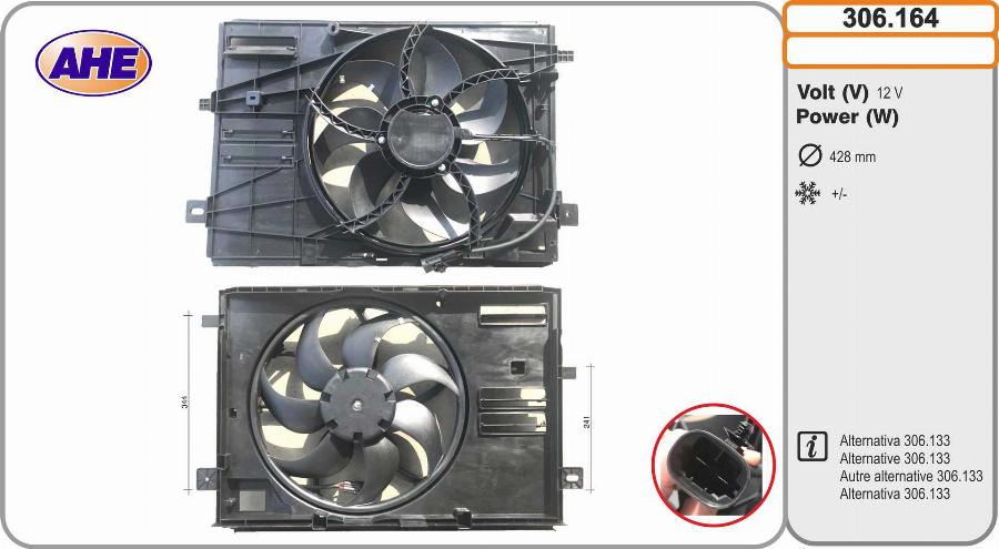 AHE 306.164 - Ventilator, radiator aaoparts.ro