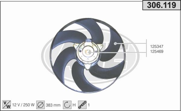 AHE 306.119 - Ventilator, radiator aaoparts.ro