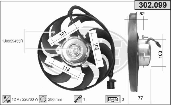 AHE 302.099 - Ventilator, radiator aaoparts.ro