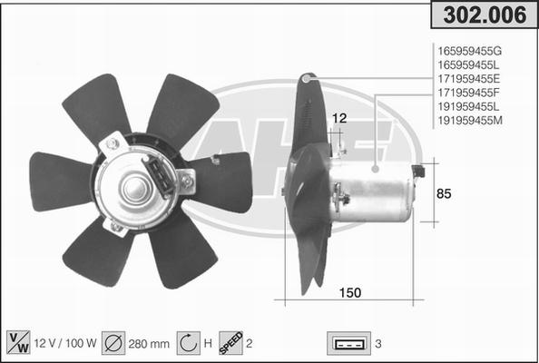 AHE 302.006 - Ventilator, radiator aaoparts.ro