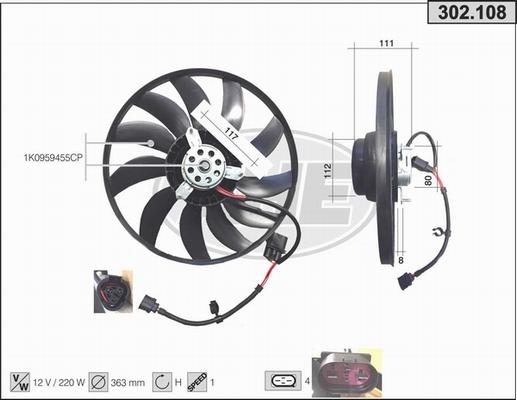 AHE 302.108 - Ventilator, radiator aaoparts.ro