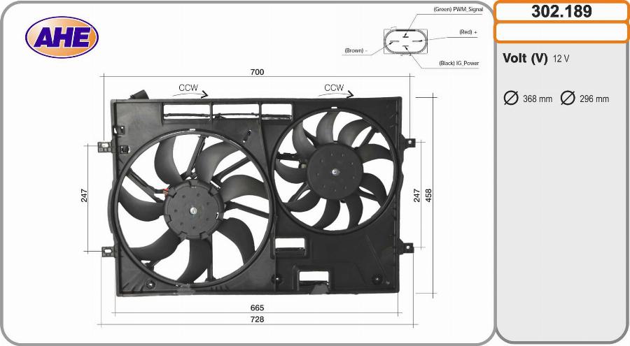 AHE 302.189 - Ventilator, radiator aaoparts.ro