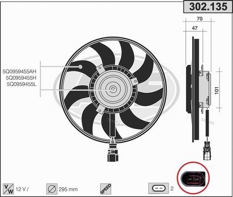 AHE 302.135 - Ventilator, radiator aaoparts.ro