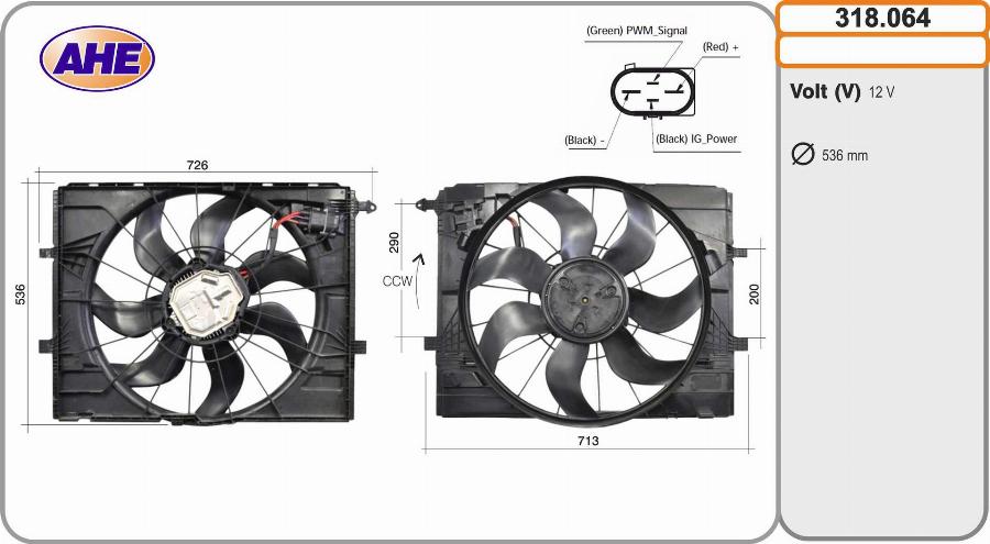 AHE 318.064 - Ventilator, radiator aaoparts.ro