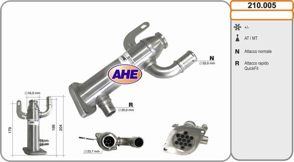 AHE 210.005 - Radiator, recirculare gaze de esapament aaoparts.ro