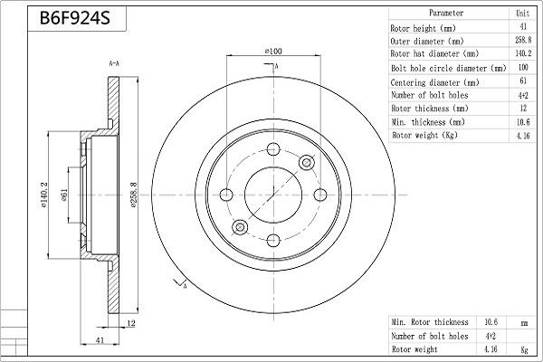 AISIN B6F924S - Disc frana aaoparts.ro