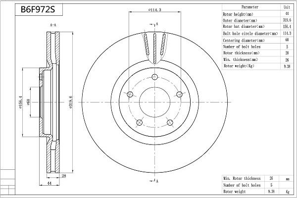 AISIN B6F927S - Disc frana aaoparts.ro