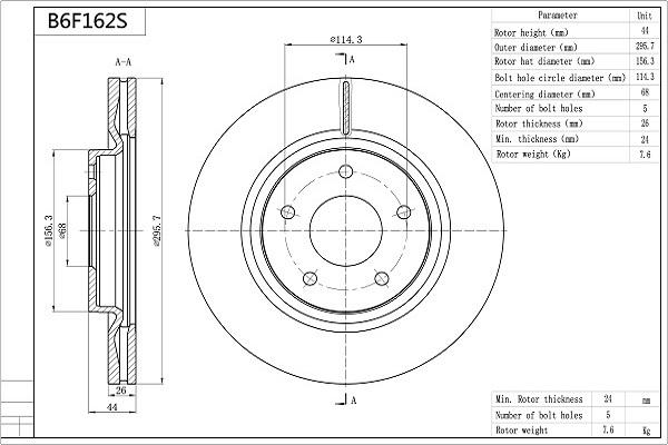 AISIN B6F162S - Disc frana aaoparts.ro