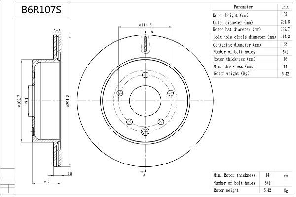 AISIN B6R107S - Disc frana aaoparts.ro