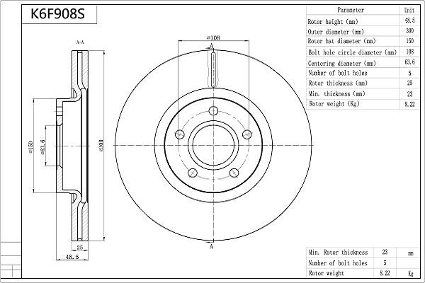 AISIN K6F908S - Disc frana aaoparts.ro
