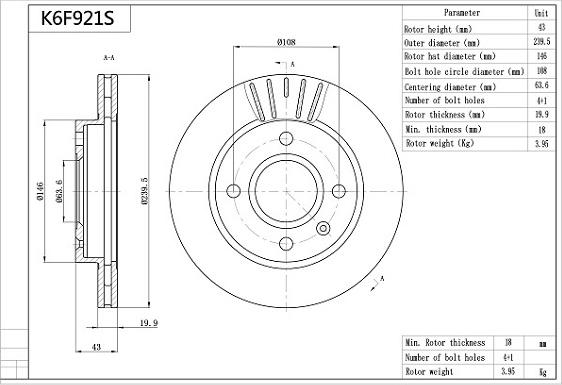 AISIN K6F921S - Disc frana aaoparts.ro