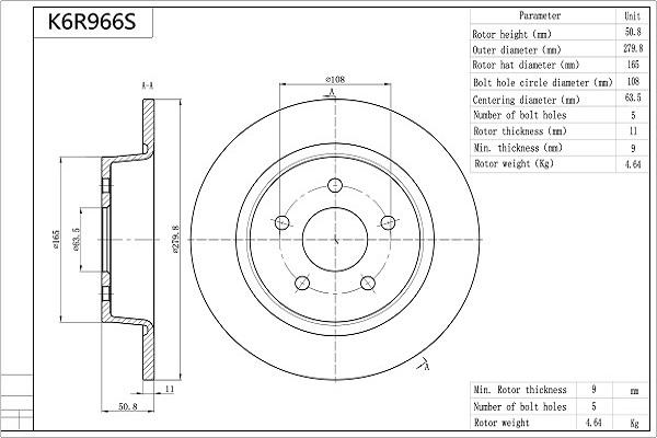AISIN K6R966S - Disc frana aaoparts.ro