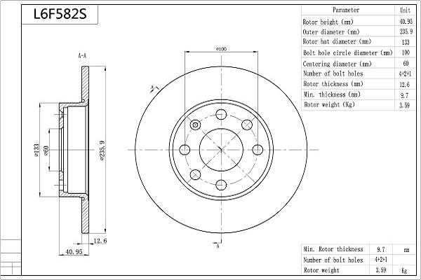 AISIN L6F582S - Disc frana aaoparts.ro