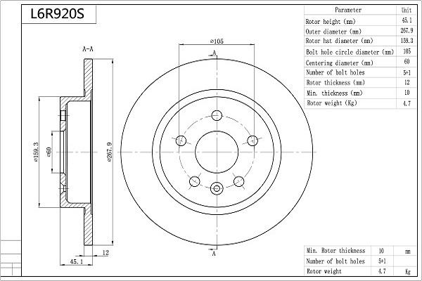 AISIN L6R920S - Disc frana aaoparts.ro