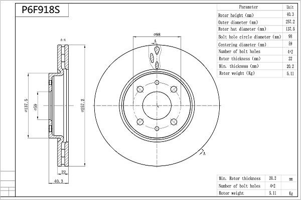 AISIN P6F918S - Disc frana aaoparts.ro