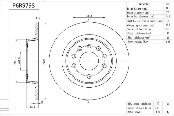 AISIN P6R979S - Disc frana aaoparts.ro