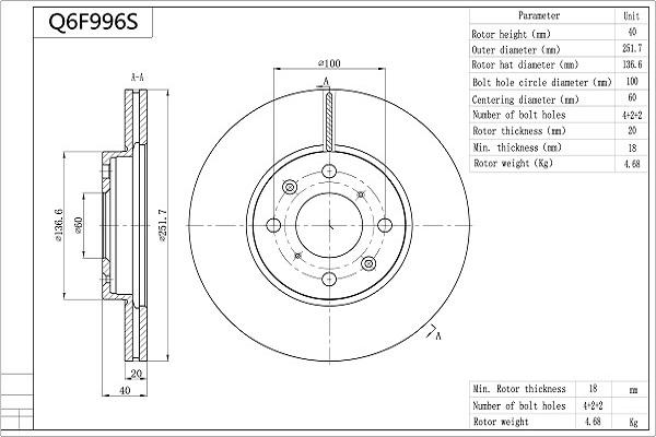 AISIN Q6F996S - Disc frana aaoparts.ro