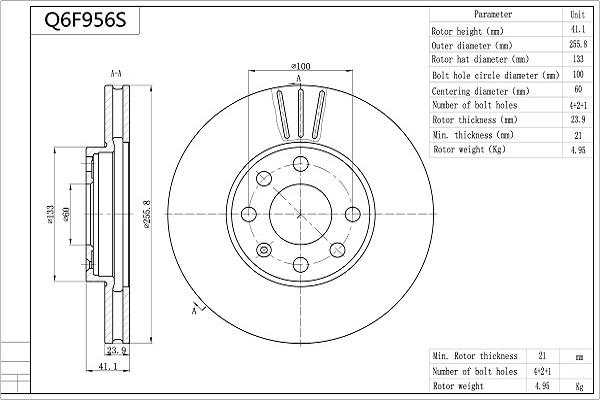 AISIN Q6F956S - Disc frana aaoparts.ro