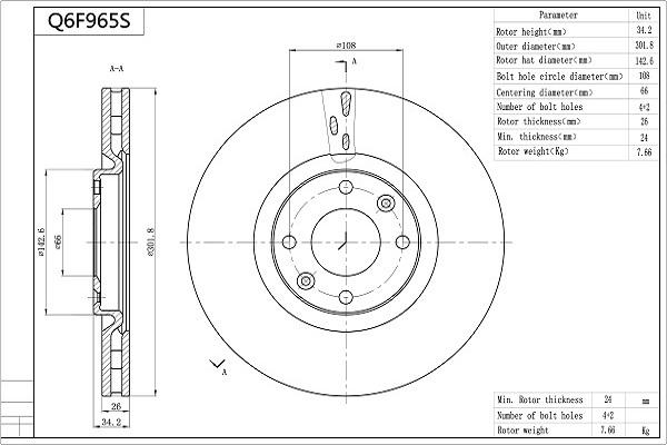 AISIN Q6F965S - Disc frana aaoparts.ro