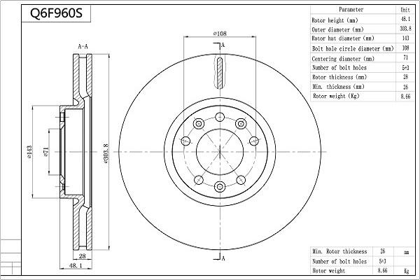 AISIN Q6F960S - Disc frana aaoparts.ro