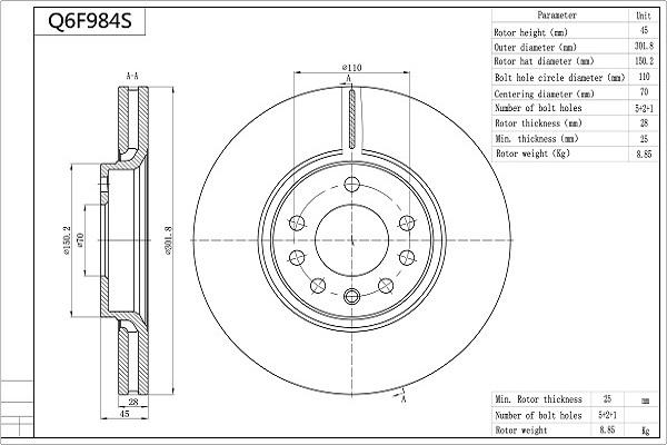 AISIN Q6F984S - Disc frana aaoparts.ro