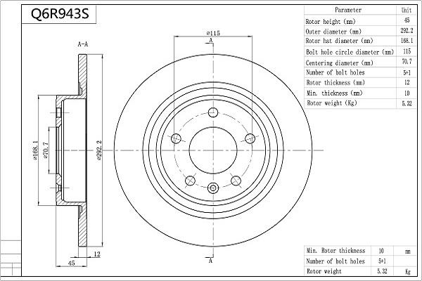 AISIN Q6R943S - Disc frana aaoparts.ro