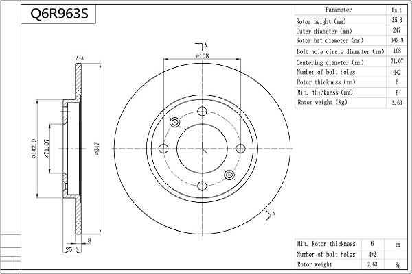 AISIN Q6R963S - Disc frana aaoparts.ro
