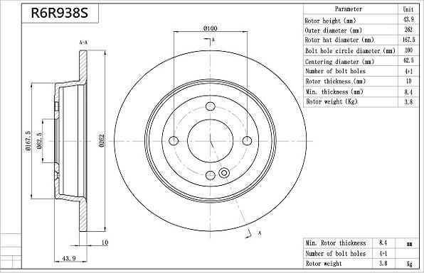 AISIN R6R938S - Disc frana aaoparts.ro